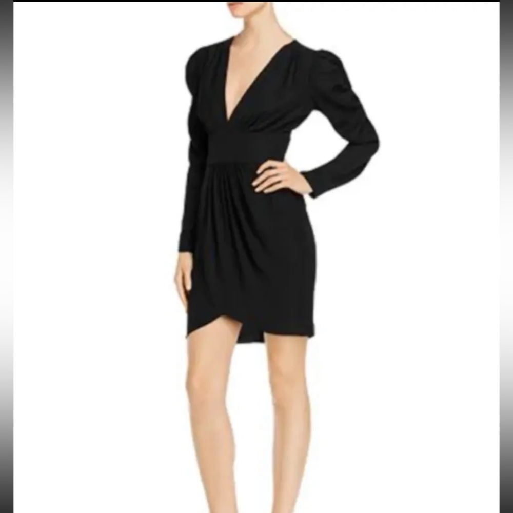 Amanda Uprichard Analeigh Shirred Faux-Wrap Dress Cocktail Small Mini